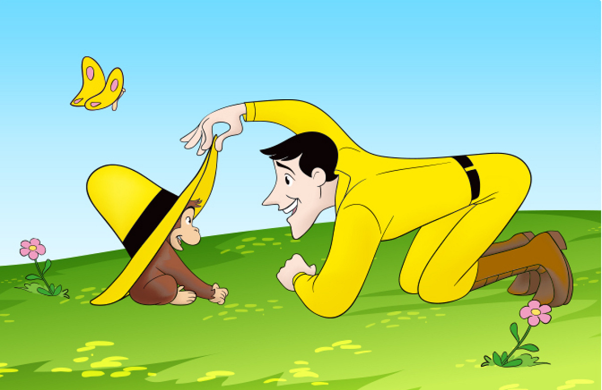 おさるのジョージは黄色い帽子の「おじさん」と暮らしています