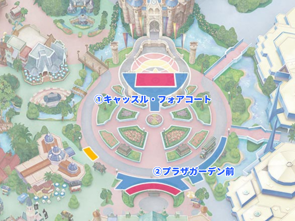 ミニー＠ファンダーランドのプレミアアクセス鑑賞場所マップ