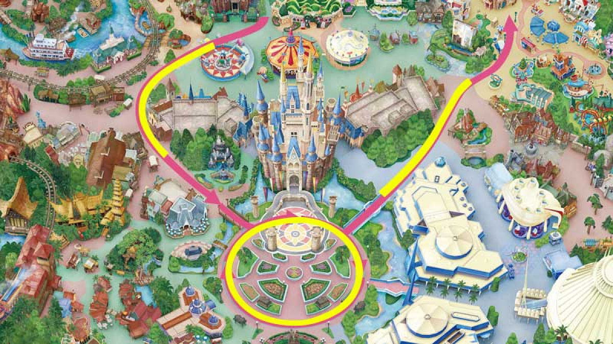 ミニー＠ファンダーランドのパレードルートとフロート停止位置