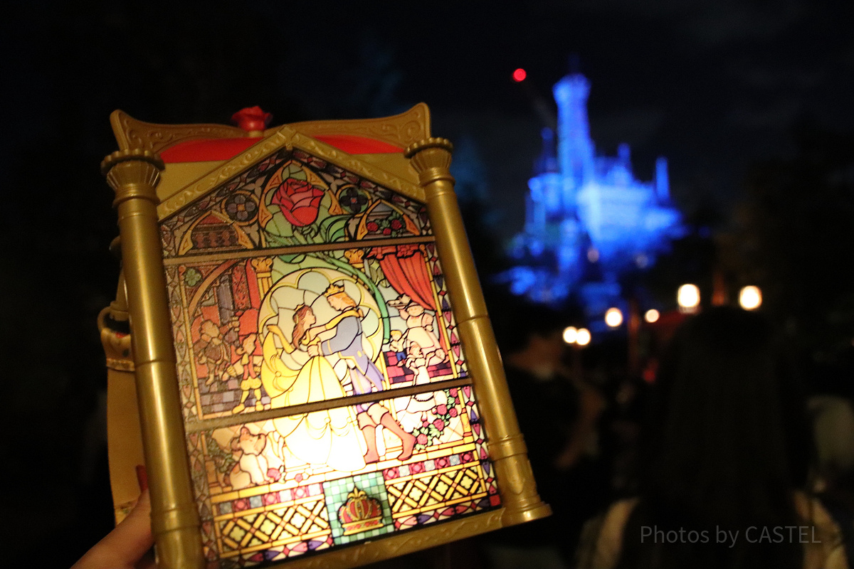 光るステンドグラス風の美女と野獣ポップコーンバケット| キャステル