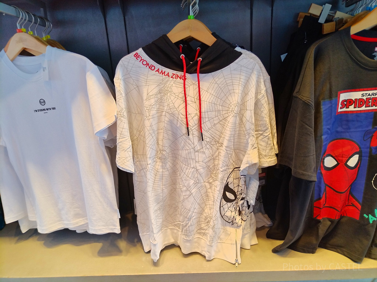 香港ディズニーマーベルグッズ：スパイダーマンの半袖パーカー（白）