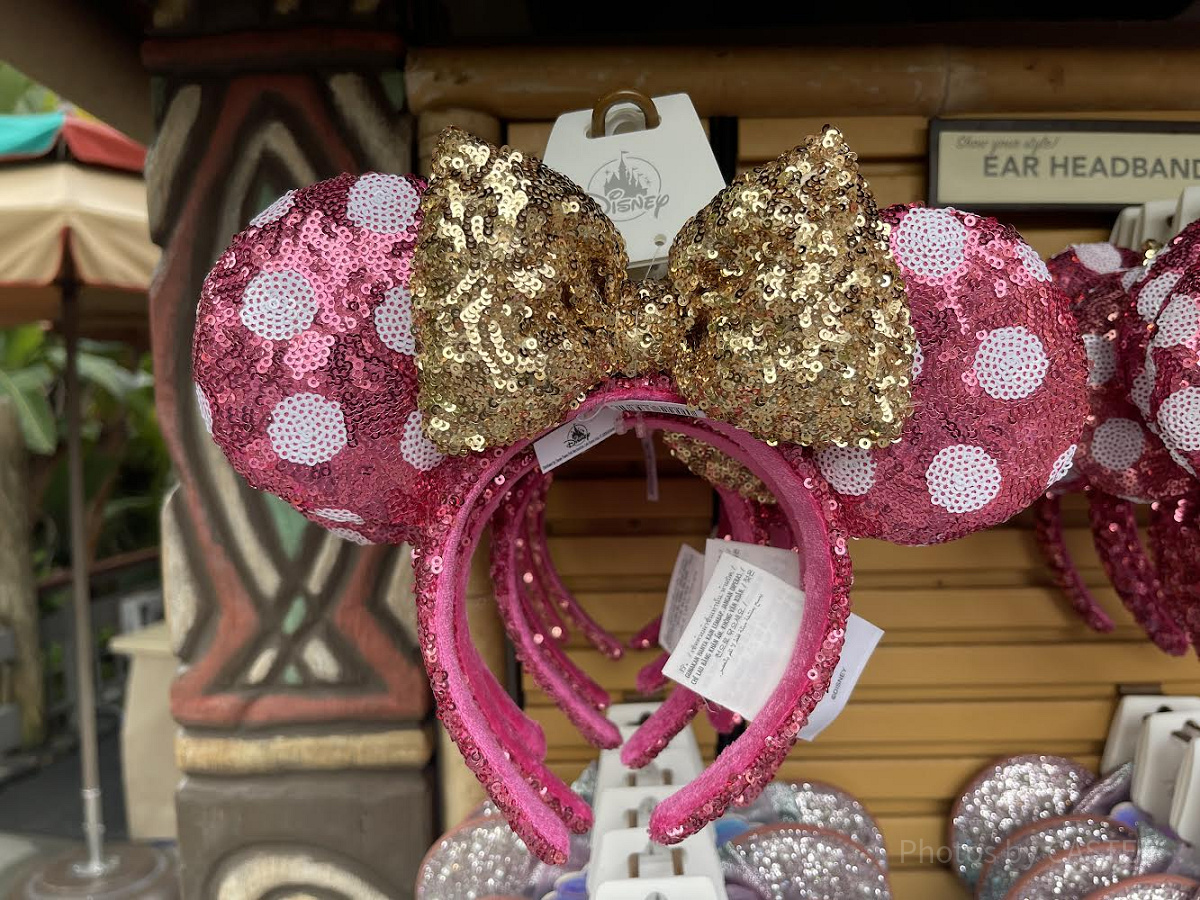 ミニースパンコールカチューシャ（ピンクドット）