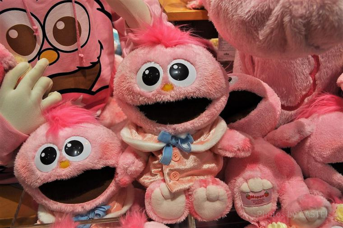 ピンク×水色リボンコートのモッピーぬいぐるみ| キャステル | CASTEL