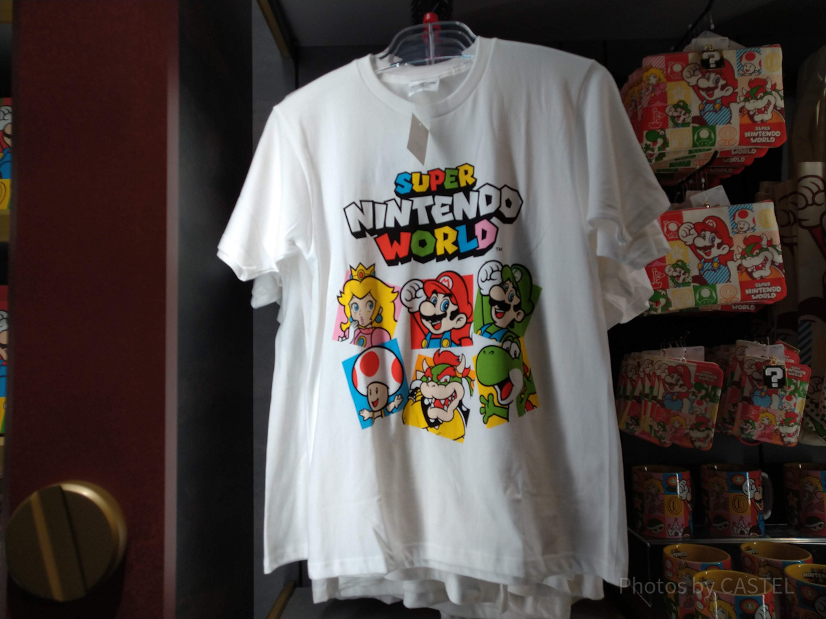 スーパーニンテンドーワールドのロゴ＋キャラTシャツ