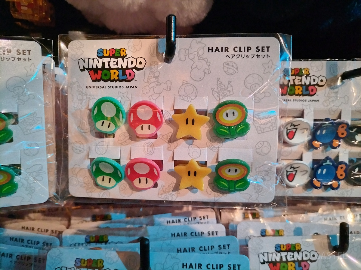 ユニバのマリオグッズ：ヘアクリップセット（パワーアップアイテム