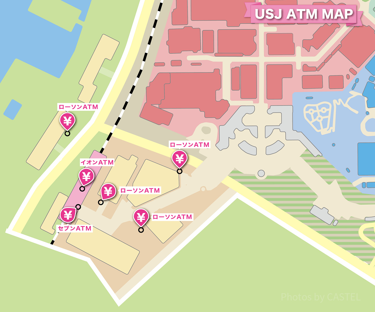 USJのATMの場所MAP：シティウォーク・駅周辺