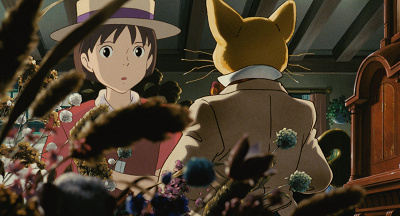 キャプション：雫が出会った男爵猫の人形・バロン