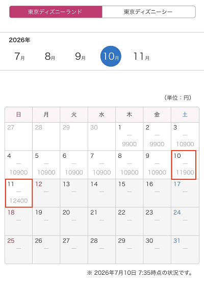 ディズニーチケット値上げ（2026年10月）