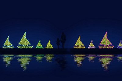 幻想的な海原と船