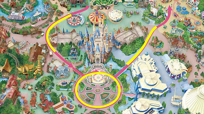 ミニー＠ファンダーランドのパレードルートとフロート停止位置