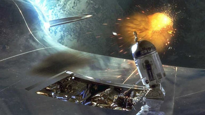 船のシールドを修理するR2-D2