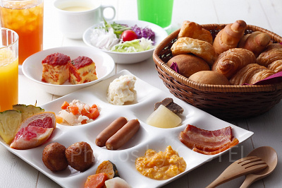 朝食バイキングのメニュー一例