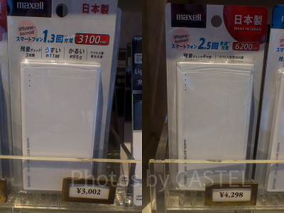 パークで販売されている充電器