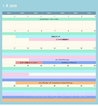 ディズニーランドの休止情報（2026年1月）