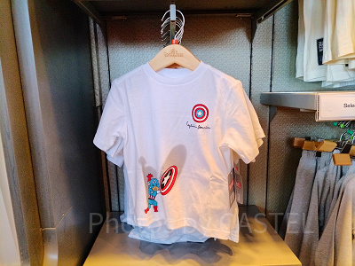 香港ディズニーマーベルグッズ：キャプテンアメリカの白Tシャツ