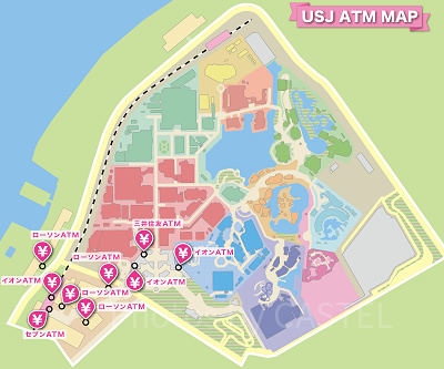 ユニバパーク内＆周辺のATM地図