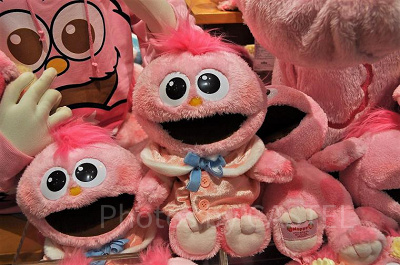 ピンク×水色リボンコートのモッピーぬいぐるみ