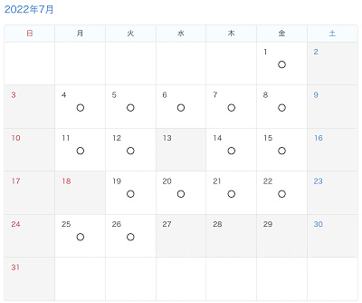2022年7月の複数日来園パスポート利用可能日
