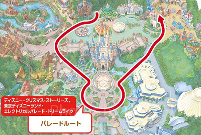 「東京ディズニーランド・エレクトリカルパレード・ドリームライツ」のパレードルート
