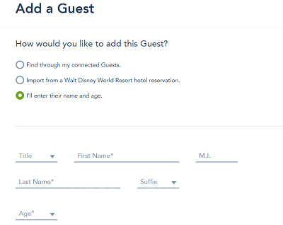 「I‘ll enter their name and age」を選択