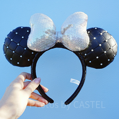 合皮カチューシャ（ブラック／パール）