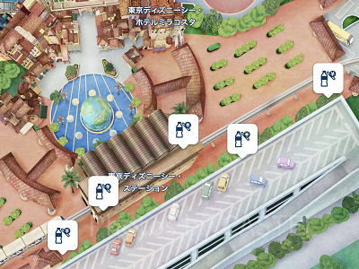 ディズニーシーのパーク外にある自動販売機の場所