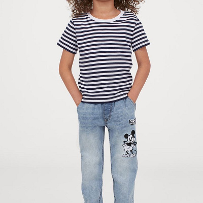 アップリケデニムジョガーパンツ