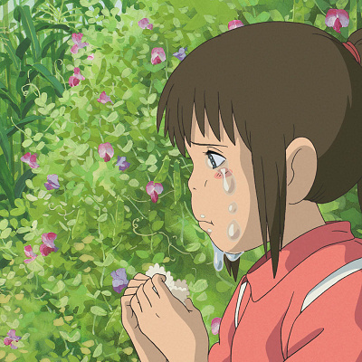 ハクの作ったおにぎりを食べる千尋