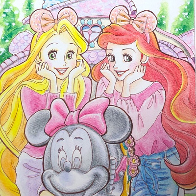 ディズニープリンセスイラスト集⑥：ラプンツェル×アリエル