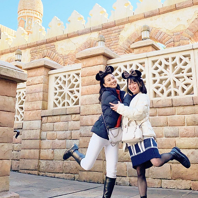 ディズニー冬コーデ（ダウンコート×カチューシャ）