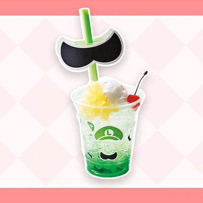 フルーツ・クリームソーダ　ルイージの青りんごクリームソーダ