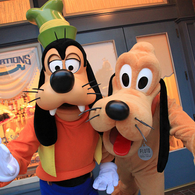 犬同士仲良しなグーフィーとプルート