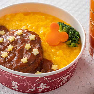 ハンバーグ・オムライスボウル、チーズ添え