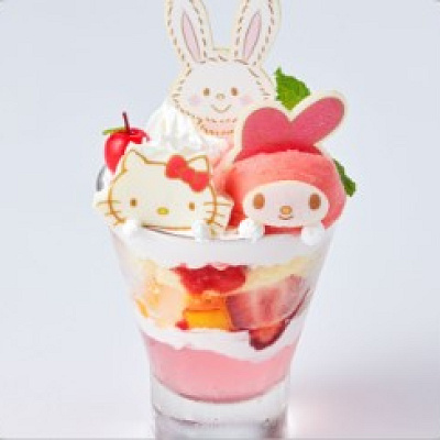 ハローキティ・マイメロティ・ウィッシュミーメルのパフェ