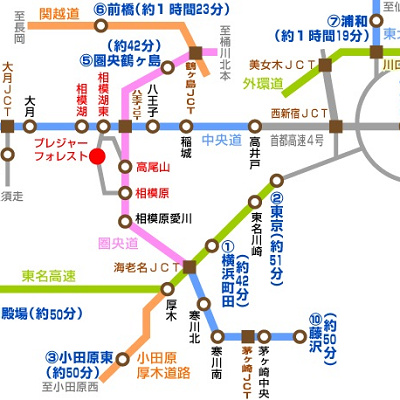 車で相模湖のイルミネーションに行く方法