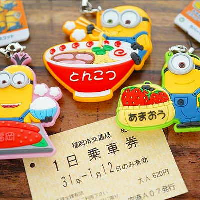 ご当地ミニオングッズ／福岡限定明太子、とんこつラーメン、あまおう