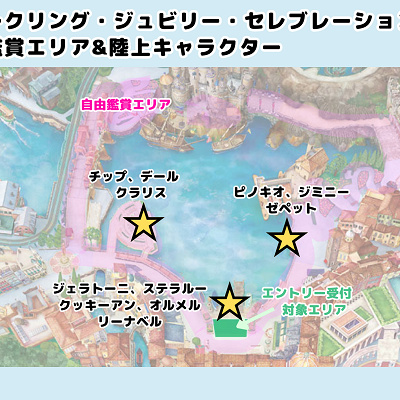 陸上演出のある場所・登場キャラクターマップ