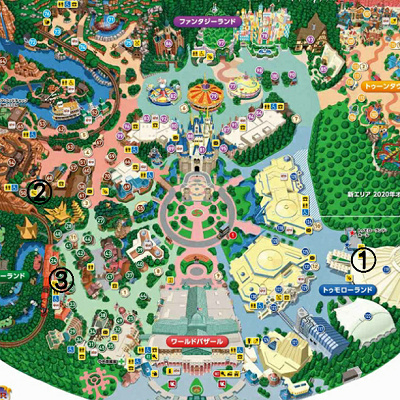 パーク内の喫煙所の地図