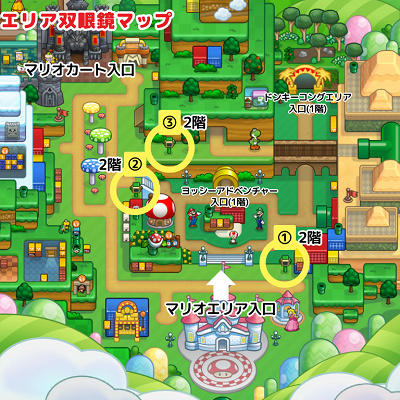 マリオエリアの双眼鏡の場所マップ