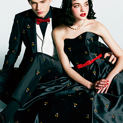 ミッキー絵柄のウエディングドレス