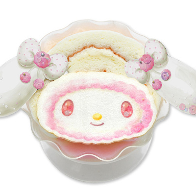 マイメロディのホワイトロールケーキパフェ