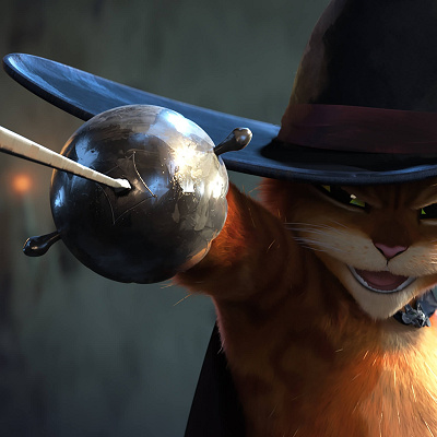 『長ぐつをはいたネコと9つの命』の主人公、プス