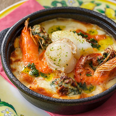 シーフードのペンネグラタン
