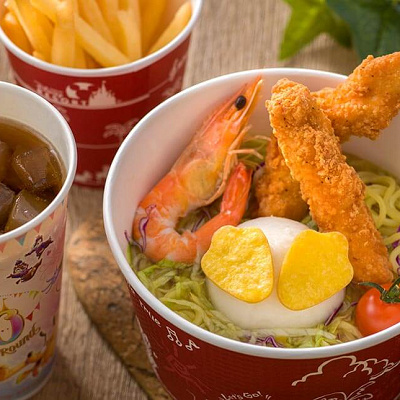 「エビとチキンテンダーの冷やし麺(ゆず塩)」