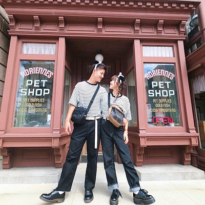 スヌーピーカチューシャ×白黒ボーダー