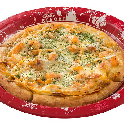 スパゲッティピッツァ（シュリンプ＆パンチェッタ）