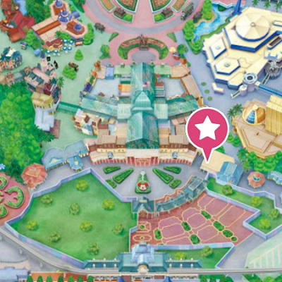 ピンクの☆印が付いているところが東京ディズニーランドの「宅配センター」