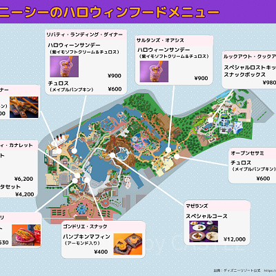 ディズニーシーのハロウィンフード販売場所マップ2026