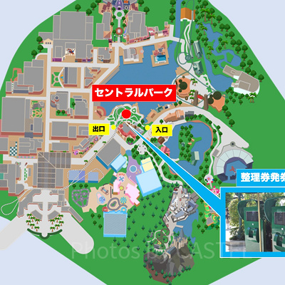 マリオエリア整理券発券機の地図：セントラルパーク