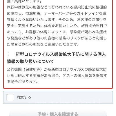 同意するにチェックを入れて「予約・購入を確定する」